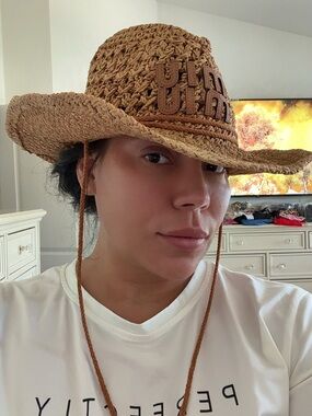 Miu Miu Braided Straw Raffia Cowboy Western Hat